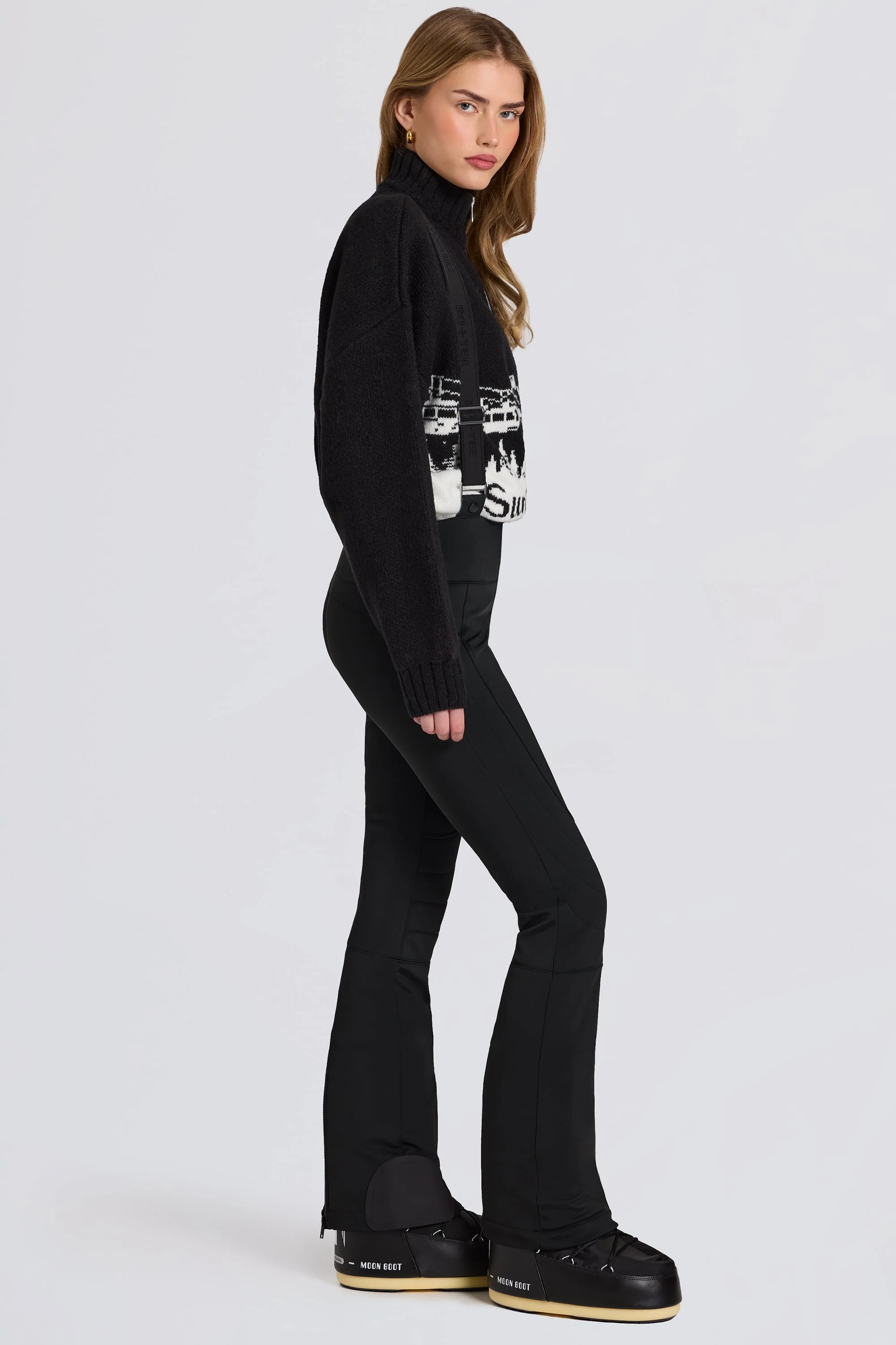 Waterproof High-Rise Salopettes with Suspenders in Black - Image 4