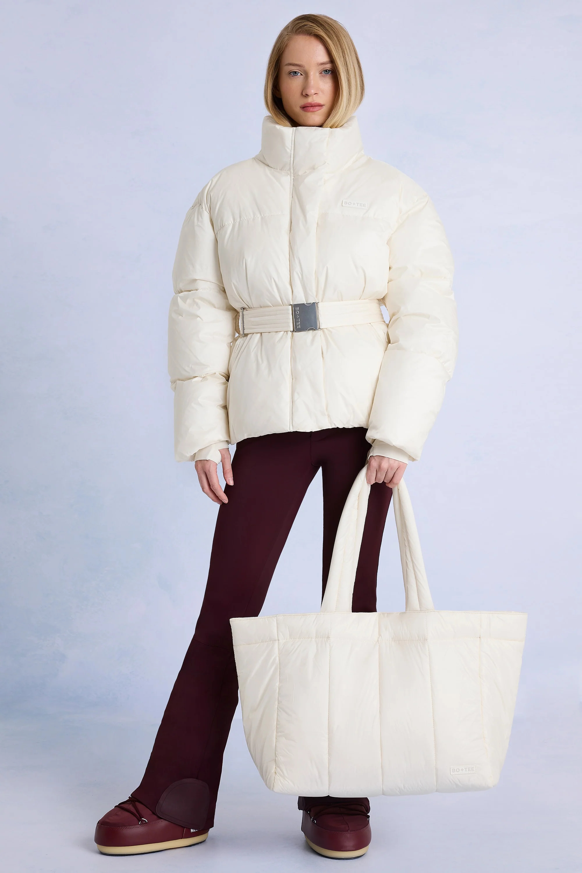 Waterproof Puffer Tote Bag in Ice - Image 2