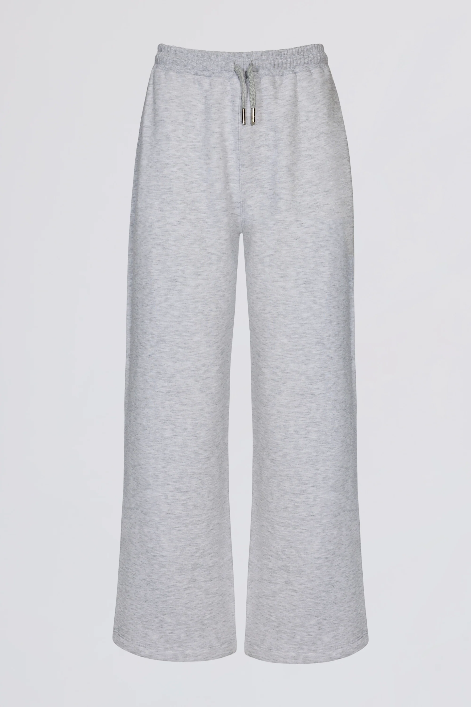 Premium Brushed Jersey Wide-Leg Joggers in Grey Marl - Image 4
