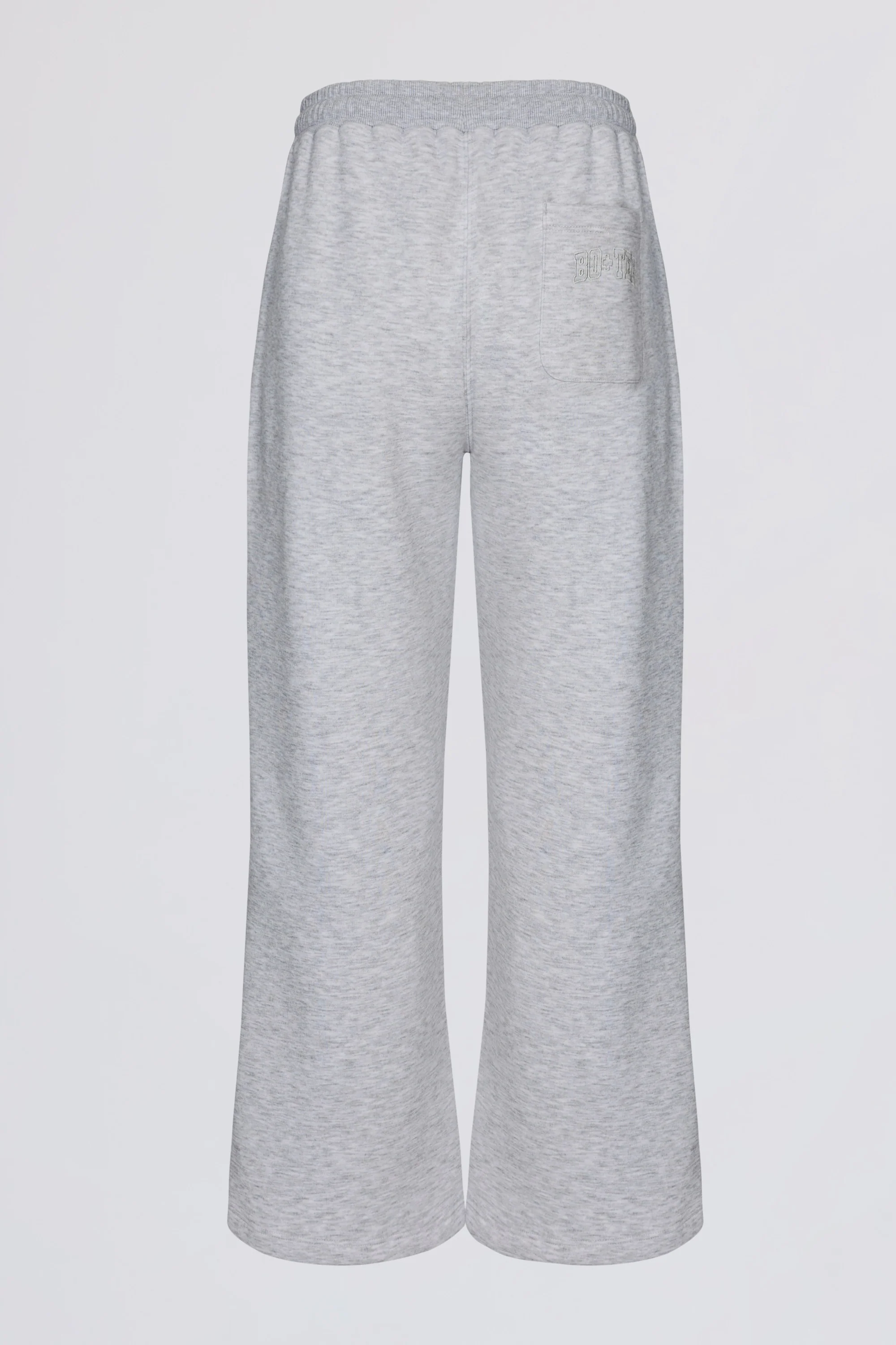 Premium Brushed Jersey Wide-Leg Joggers in Grey Marl - Image 5