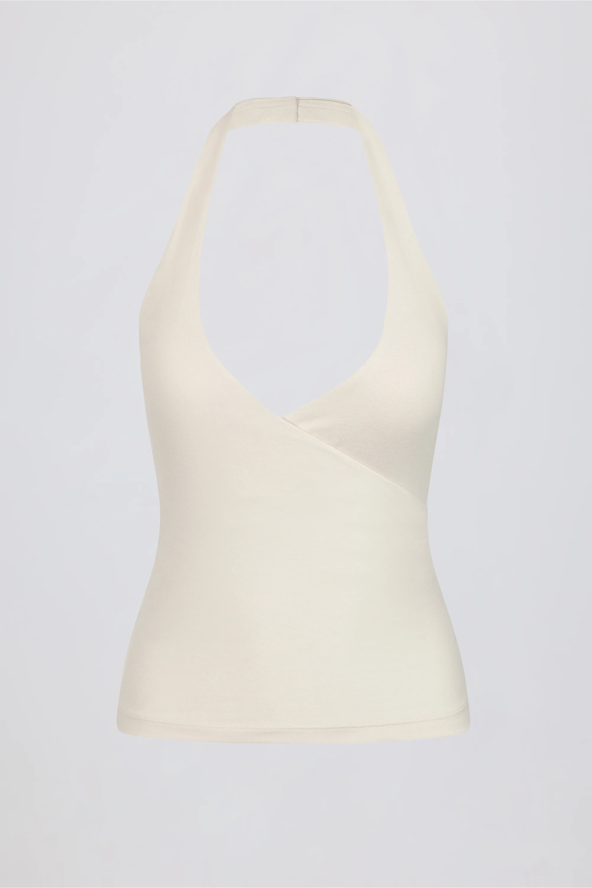 Halterneck Open-Back Tank Top in Ivory Marl - Image 6