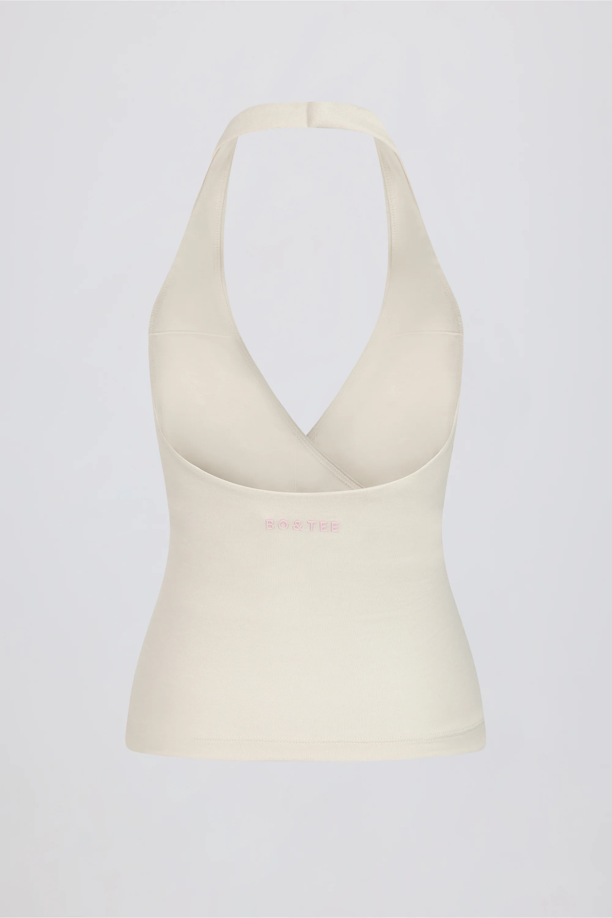 Halterneck Open-Back Tank Top in Ivory Marl - Image 7