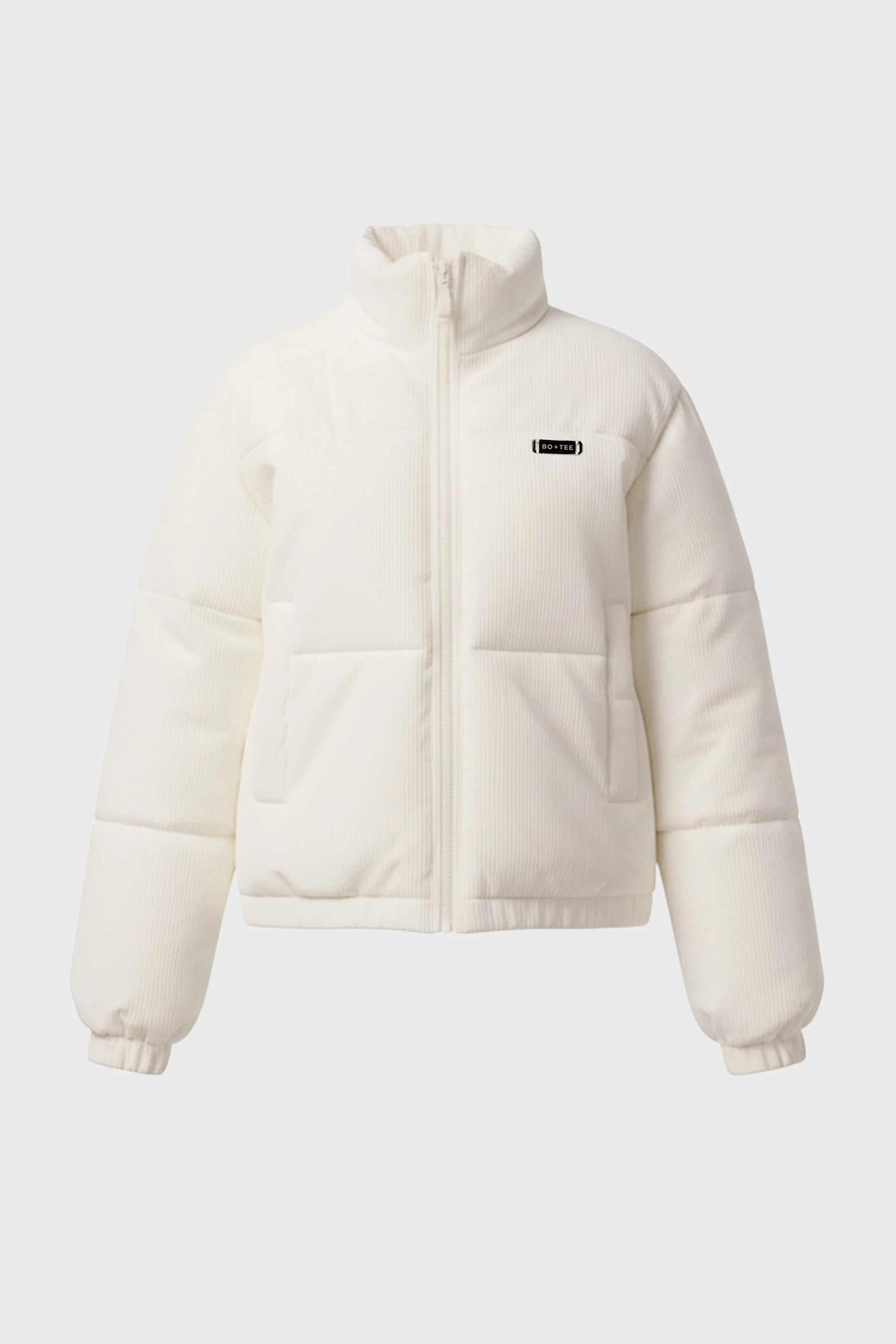 Corduroy Quilted Puffer Jacket in Ivory - Image 4
