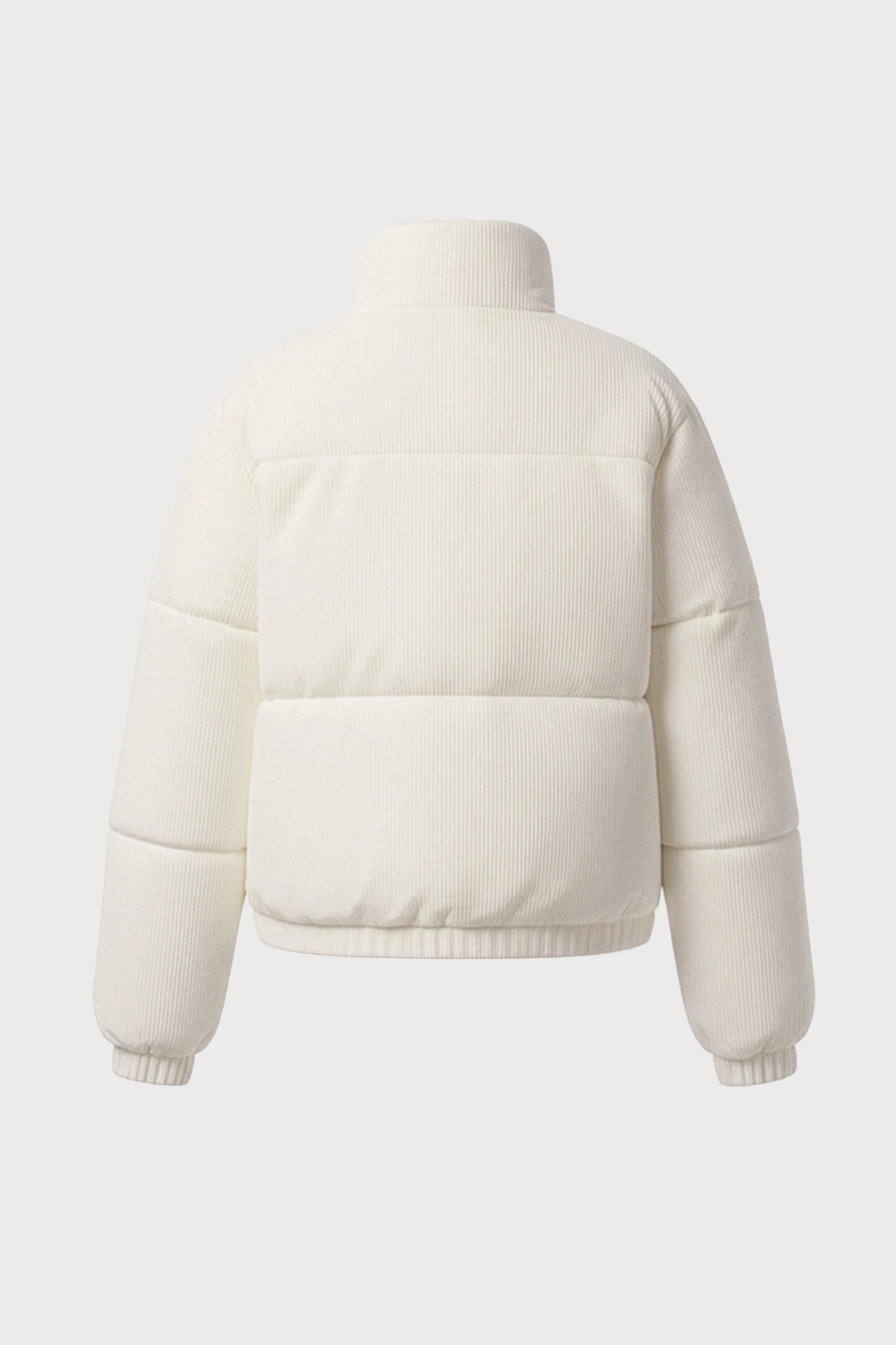 Corduroy Quilted Puffer Jacket in Ivory - Image 5