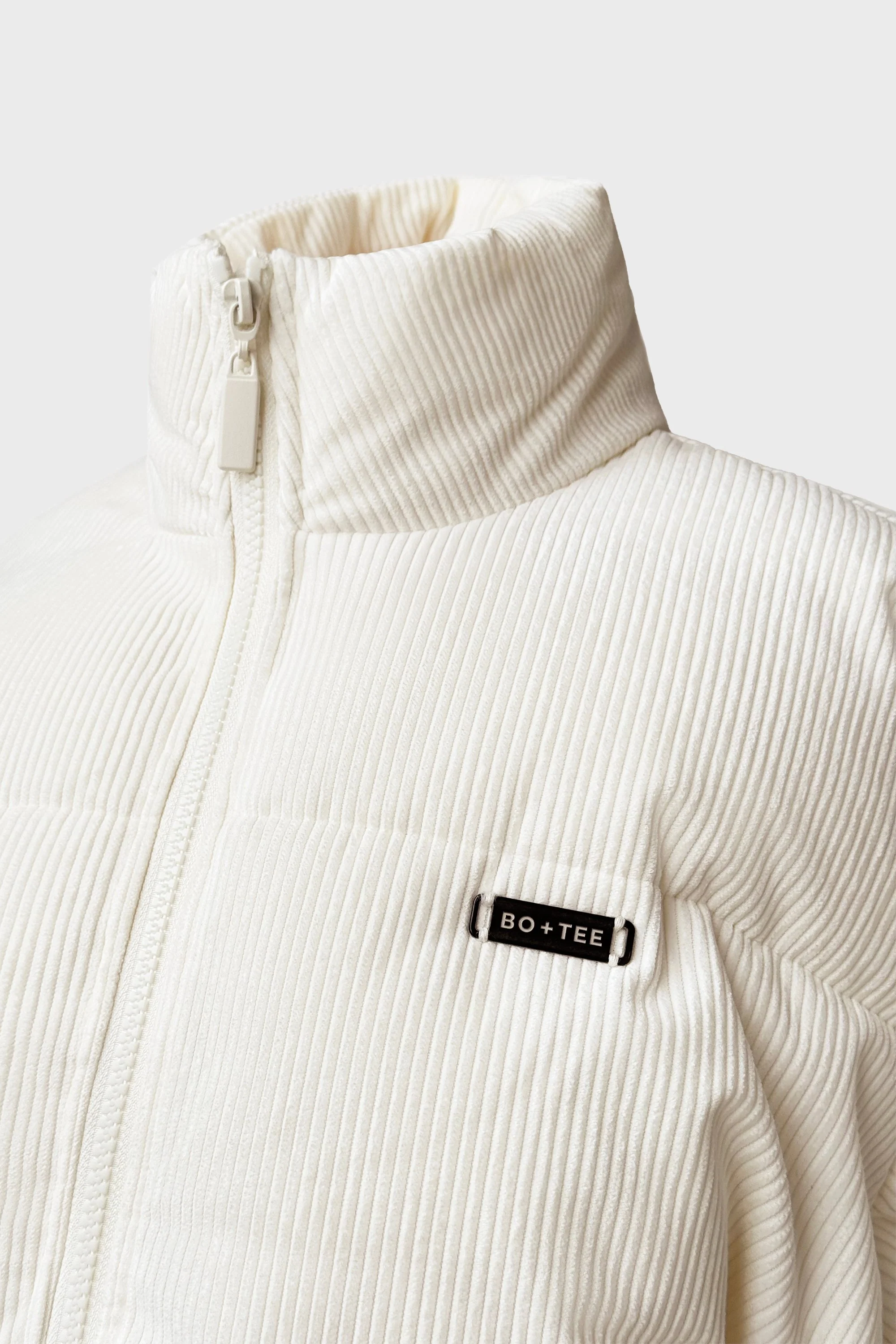 Corduroy Quilted Puffer Jacket in Ivory - Image 6