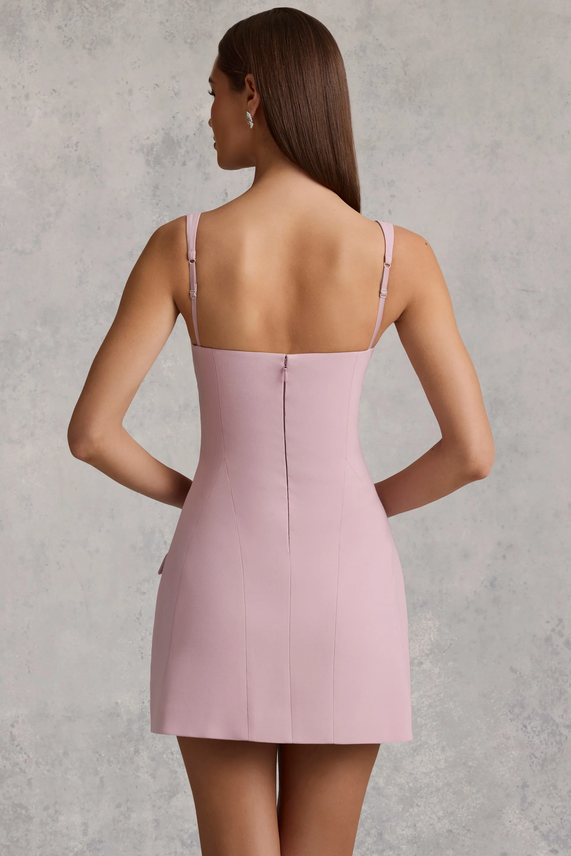 Cut-Out Structured A-Line Mini Dress in Mauve - Image 2
