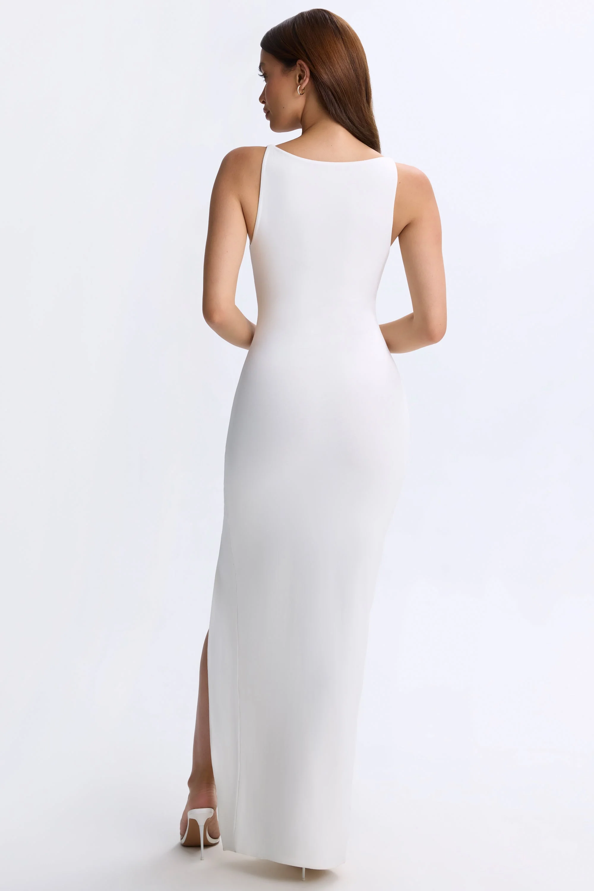 Modal Plunge Cut-Out Maxi Dress in White - Image 2