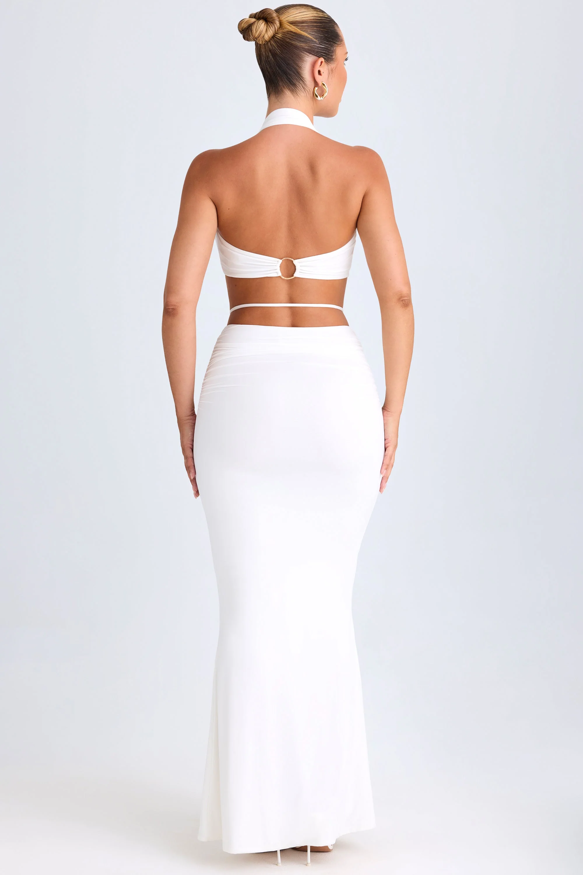 Hardware-Detail Mid-Rise Maxi Skirt in White - Image 2